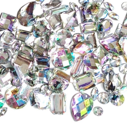 約200個入りアクリルストーン2穴縫製ビーズパーツラインストーンアソートセットDIY手作り素材