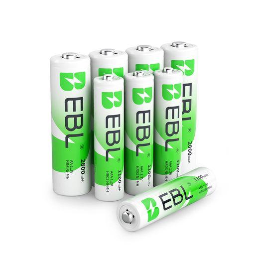 EBL 単3・単4充電池セット 単3充電池 2800mAh4本+単4充電池 1100mAh4本パック 約1200回繰り返し ニッケル水素電池 充電式