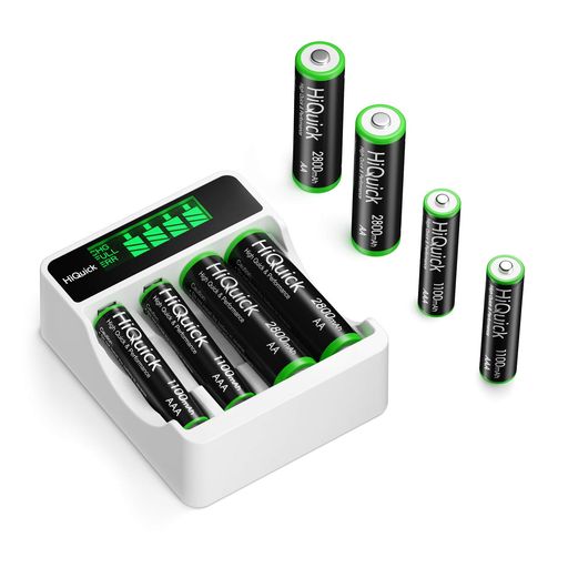 【充電池充電器セット】仕様:充電池 単3 単4 充電器セット 充電器入力:Type-C 出力:DC1.2V 単三 1800mA 単四 900mA 充電池:単3 ニッケル水素 容量:2800mAh*4本入り;単4 ニッケル水素 容量:1100mAh*4本入り 附属品:日本語説明書、USBケーブル 【急速充電器】この充電器は、1~4本の単3形、単4形ニッケル水素/ニカド充電池が独立して充電できます。この2種類の電池を自由に組み合わせて充電できます。急速充電入力ポートを備え、長いお待ち時間を節約することができます。急速充電機能を求める方は、これをお勧めします。 【繰り返し充電】環境に優しいHiQuick 単四充電池は、1200回の充電を繰り返し使うことができます。数百個の乾電池に相当し、お金を節約できます。単3/単4充電式電池はゲーム機、リモコンやおもちゃなどに向けて、交換用電池としてとても便利です。 【充電池】丈夫な密封スチールで過圧の爆発から電池を保護します。Hg / Cd / Pbなどの有毒な重金属要素を含んでいないので、環境には何の汚染もありません。