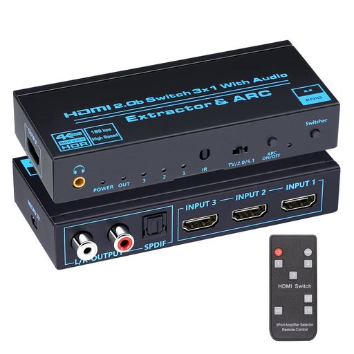 【3入力1出力&amp;音声分離】本機は3台のHDMI機器の映像・音声を切り替えて、高精細な4K映像の美しさをそのままに1台TVやモニターなどに出力できます。そして、豊かな音声出力「光デジタル・R/Lアナログ・3.5mmミニジャック」が搭載しているため、HDMI機器からの音声信号を高性能なオーディオシステムから出力することも可能です。※HDMI出力も音声信号を流れます、不要な場合はディスプレイの音量を0にご調整ください。 【4K60Hz・HDR対応】4K60Hz(3840x2160)解像度に対応しており、美しく高精細なHDMI信号を出力できます。3D、1080P(1920x1080)のフルHD映像の高画質映像にも対応しています。HDR(High Dynamic Range imaging)の映像ソースにも対応しているので、鮮やかな映像をそのまま楽しむことができます。HDMI2.0・HDCP2.2対応製品です。 【手間がかからず便利】HDMI機器起動時に自動的にポートが切り替わる自動切替機能を搭載しています、HDMI機器に電源を入れると、自動でポートが切替わります。わざわざスイッチを押す必要がなく、快適に使用できます。