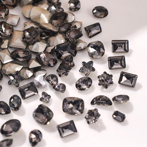 ネイルパーツネイルストーンデコレーションセット12種類の形状ミックスピンクハート&ラインストーン100..