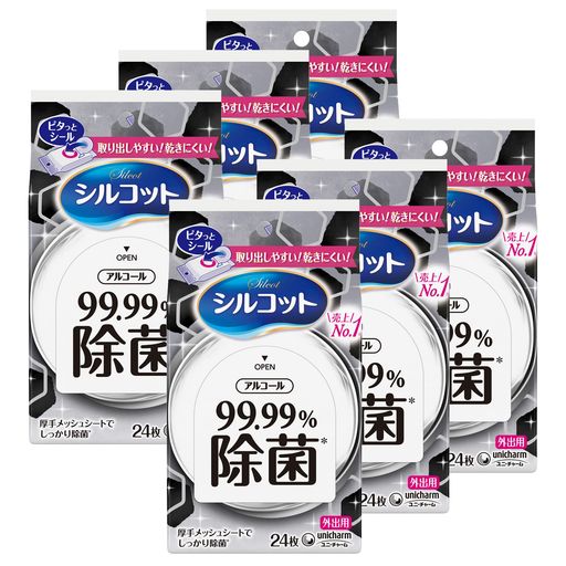 シルコット 【まとめ買い】 99.99%除菌 ウェットティッシュ 外出用 24枚x6