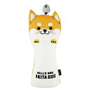 HELLONRCゴルフクラブカバー秋田犬/チルトネコかわいい黄フードウッドアイアンパターハイブリッドカバー(DR/FW/UT)調節可能ラベル460ccレザー防水...