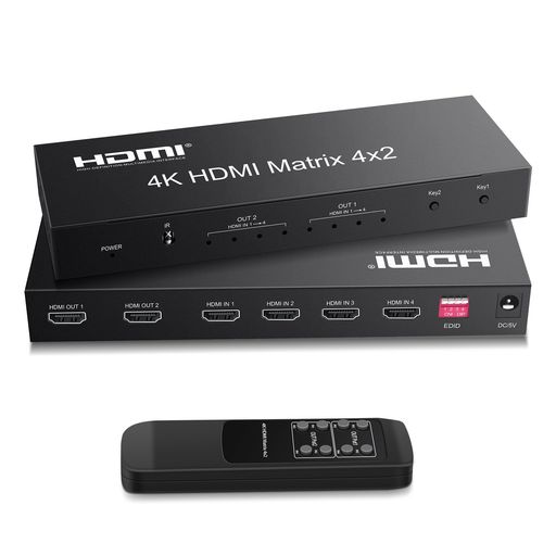 FERRISA 4K x 2K HDMIマトリックス セレクター 4入力2出力 音声分離器 (光デジタル...