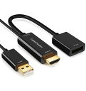 HDMI TO DISPLAYPORTアダプタ CABLECREATION USB充電ポート付き4KX2K@60HZ HDMI オス TO DP メスアダプタ VESAデュアルモードDISPLAYPORT1.2 HDMI 1.4に準拠 コンバーター