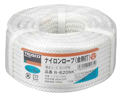 TRUSCO(トラスコ) ナイロンロープ 6mmx20m 金剛打タイプ R-620NK