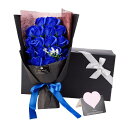 ソープフラワーAlfaView花束ギフトバラユリ枯れない花お祝い結婚祝いプロポーズプレゼント結婚記念日バレンタインデー誕生日祝い母の日敬老の日カード付き(18本)(青)