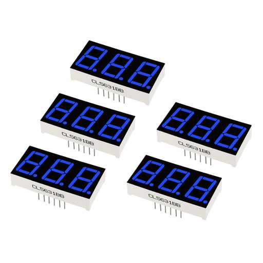 YOKIVE5個LEDディスプレイデジタルチューブLEDセグメントディスプレイコモンアノード3ビット7DIY家電計器カーアクセサリー14mmブルー12ピン