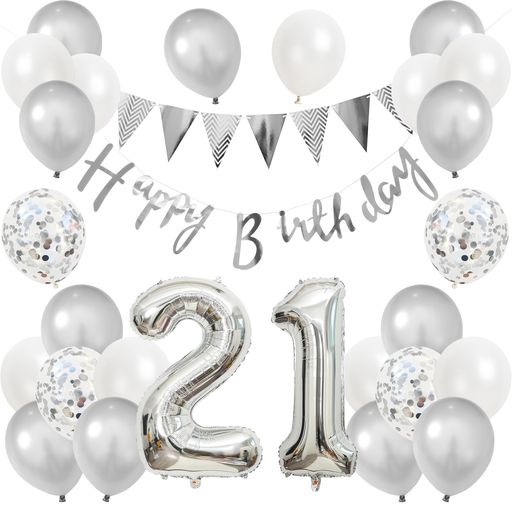 誕生日バルーン風船セット飾り付け21歳happybirthdayガーランドバースデー飾りハッピーバースデー大きい数字紙吹雪風船パーティープレゼントサプライズ大人...