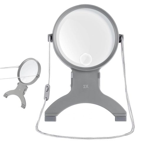 Akeyda拡大鏡手芸用ルーペ真実2倍と4倍LEDライト虫眼鏡手持ち首掛け大型レンズ高齢者刺繍読書はんだ付け検査コインジュエリー探検用新聞地図ジュエリー手芸プレゼント