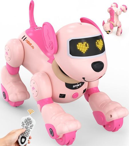 【2025多機能アップグレードロボット犬】リモコンロボット犬前進・後退・左右移動・歌・ダンス・アクロバット・腕立て・お座り・逆立ち・可愛いポーズ・デモモードなど、多彩な機能を搭載。犬 ロボットさらに「追従モード」を新搭載し、本物の犬のようにお子様と遊びながら驚きと楽しさをお届けします。 【本物の犬のような付き添いと遊び】このロボット犬玩具は「フォローモード」を搭載し、お子様の歩みに寄り添って一緒にお散歩気分を味わえます。無視されると吠えたり芸を披露したりして注意を引き、楽しい交流を促進。本物の犬のような温もりを感じられます。 【音声&amp;タッチインタラクション】電子ペット8種類の音声コマンドに対応。「Sit down」と話しかけると、指示通りの動きを見せます。さらに、犬ロボット玩具あごやしっぽをタッチすると異なる動作や声で反応し、お子様に新しい発見をもたらします。 【犬型ロボット プログラミングSTEM玩具】このロボット犬は子供のプログラミング指令に応じて、対応する動作を実行することができます。最大100種類のアクションを組み合わせ可能。お子様の創造力と論理的思考を育み、問題解決能力を鍛える教育玩具として最適。