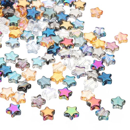 PATIKIL8mm水晶スタービーズ、100個スタービーズガラススペーサービーズスターシェイプ装飾ペンダント宝石メイキングブレスレットネックレスDIYクラフト、ミックスカラー