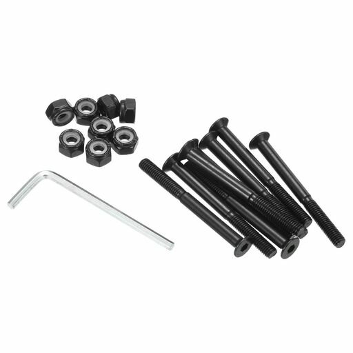 PATIKILスケートボードハードウェアキット53MM取り付けネジ六角ボルトナッツセットスパナ付きロングボードクルーザー用ブラック PATIKILスケートボードハードウェアキット53MM取り付けネジ六角ボルトナッツセットスパナ付きロングボードクルーザー用ブラック