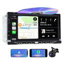 2DinカーステレオCD/DVDプレーヤー、CarPlay/AndroidAuto7インチタッチスクリーン、ミラーリンク、Bluetooth、AMFMカーラジオレシーバー、SWC/USB/TF/AUX+バックアップカメラ