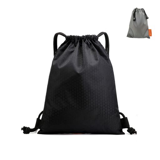 [RABUHARU]ジムサックスポーツバッグナップサックリュックサック防水バッグケース巾着シューズ収納軽量水泳部活サークル運動旅行キャンプ小物防水袋1枚つきブラック(4.0)