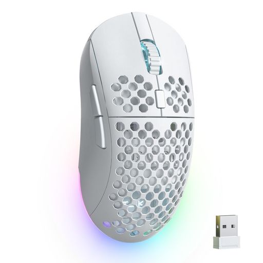 TMKB M1 ゲーミングマウス 無線 ワイヤレスマウス 24000DPI 光学センサー 3モード接続(2.4G/Bluetooth 5.2/USB-C有線) 180時間連続使用 軽量90g ハニカムデザイン マクロ対応6ボタン RGBライティング