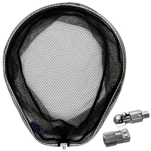 SANLIKEランディングネットタモジョイントアルミ製大型タモ網折りたたみラバーコーティングネットオーバルフレームLサイズタモ枠52x65CMネットジョイントガンメタ色