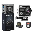 アクションカメラAKASOBrave4-4Kウェアラブルカメラ2000万画素EIS手ブレ補正5倍ズームWiFi搭載外部マイク対応水中カメラ30M防水リモコン付き広角レンズHDMI出力1050mAh*2アクションカム小型
