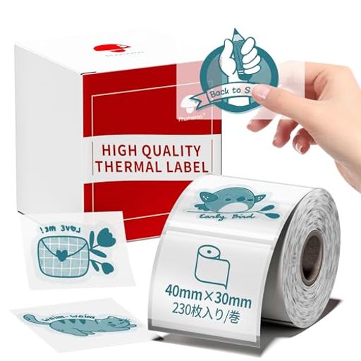 PhomemoM110対応純正透明ラベルシール感熱ロール紙グリンー文字値札40mm*30mm矩形タイプ230枚入り/巻感熱ロール紙宛名ラベル感熱ラベルプリンター用業務用ハンドラベラーシールテープロール…(3)