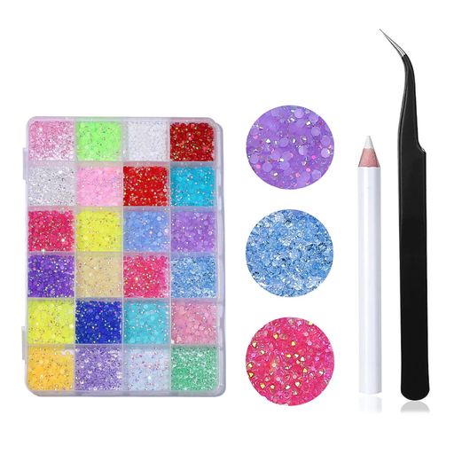 aninakoネイルラインストーンラインストーン24色大容量セットネイルストーン3Dガラスネイルアートパー..