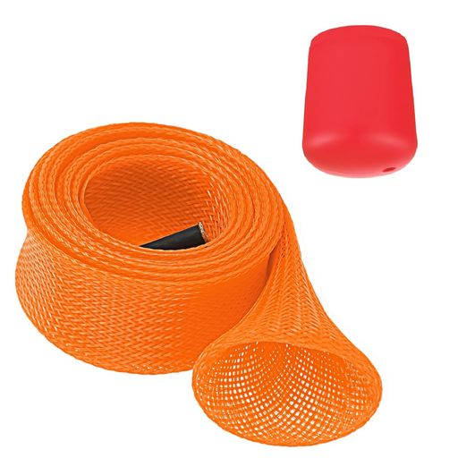 SANLIKE竿袋ロッドカバーPET製釣り竿カバーロッド尻カバーロッドスリーブロッドソックス2点入りレッド尻カバー&オレンジロッドカバーLサイズ=直径24.3m...