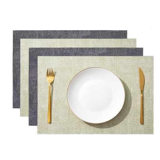 [Senteria]ランチョンマットテーブルマット4枚セット高質PUレザーおしゃれ北欧四角方型両面防水滑り止め汚れ防止断熱保護お手入れ簡単拭き取り可能食卓飾り雰囲気調理台食卓