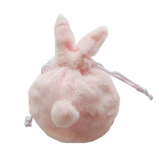 [Kingsie]化粧ポーチ化粧バッグうさぎふわふわコスメポーチ巾着袋化粧品旅行(ピンク)