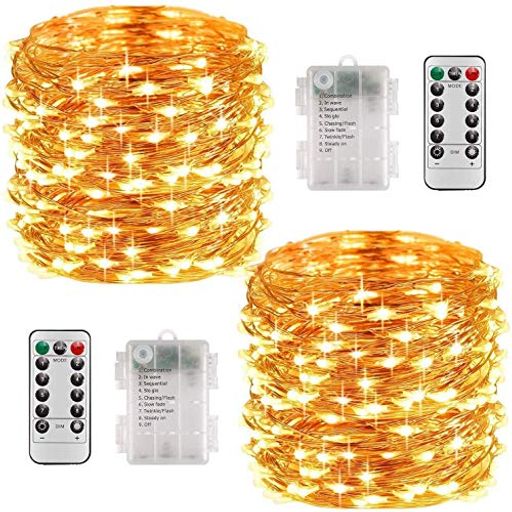 【2個セット】LEDイルミネーションライト電池式100球10mリモコン付属8パターンタイマー機能調光可能led..