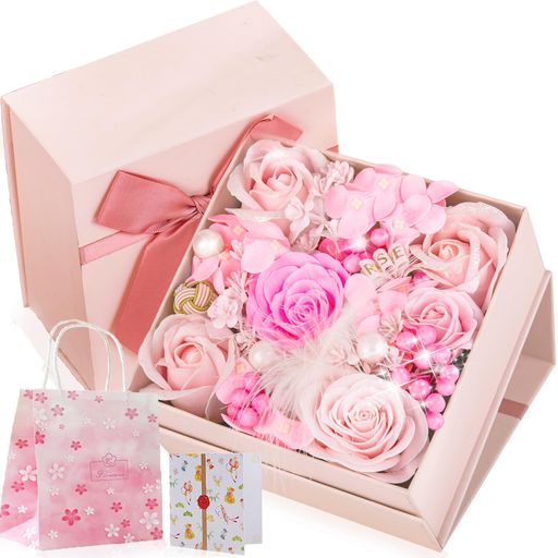 バラソープフラワー創意方形ギフトボックスホワイトデー誕生日記念日先生の日母の日父の日七夕バレンタインデー昇進転居など最適としてのプレゼント