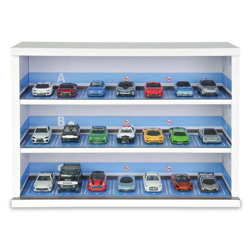 GUNSEEDミニカーケース、LED付きトミカ収納ケース、木製21台収納、透明アクリル扉LEDライト付き、ミニ..