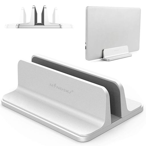ノートパソコンスタンドMindsky縦置き収納PCホルダー調節可能アルミ合金素材フォルダー/本/PC/タブレット適用(シルバー)