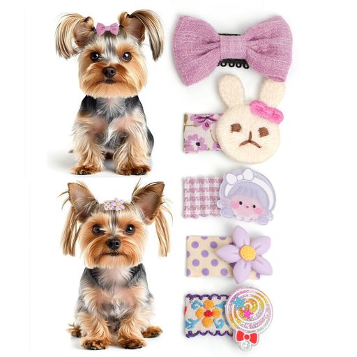 BIANHUAN犬ペット用ヘアクリップヘアピンリボン猫犬用5点セットコームピンパッチン留め髪飾り髪留め髪..