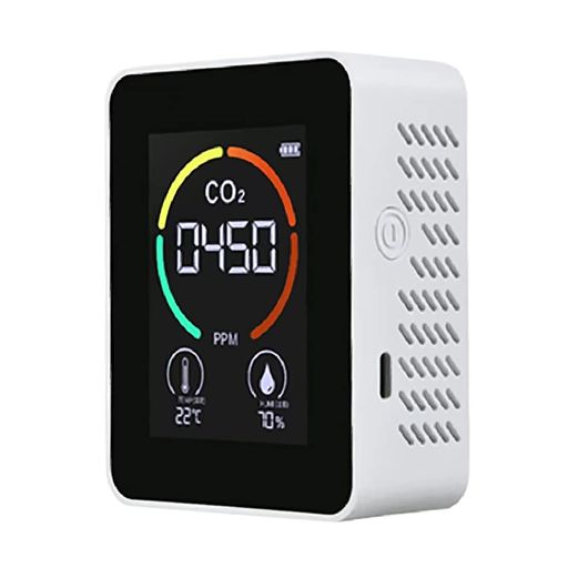 プラスライフ二酸化炭素濃度測定器CO2濃度測定CO2センサー充電式CO2測定器温度・湿度表示付き(4.0)
