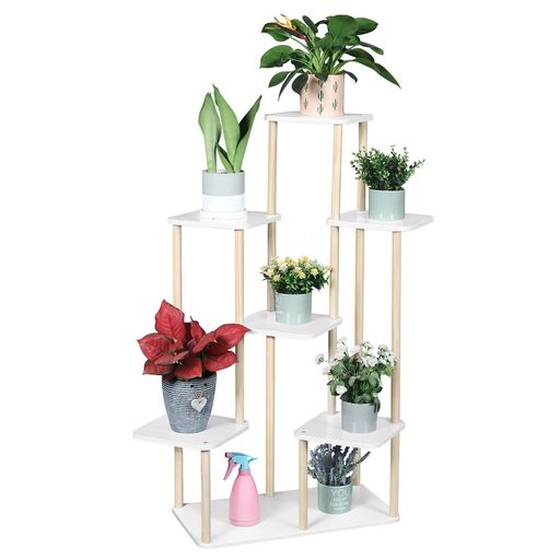 GIBLEAフラワースタンド室内木製花台5段7鉢植えおしゃれ観葉植物台スタンドガーデンスタンドお洒落階段..