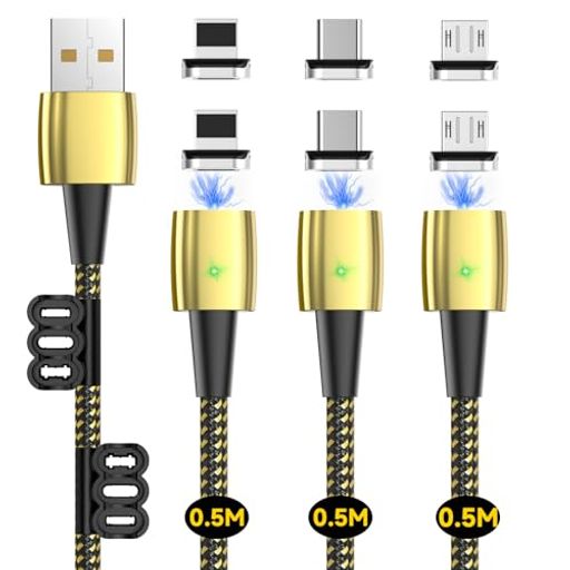SUNTAIHO マグネット 充電ケーブル 3A急速充電USB充電 磁気ケーブルデータ転送にも対応したマグネット式US-Bマ-グネット充電コード US-B Type-C、MicroUS-B、USB Type-L
