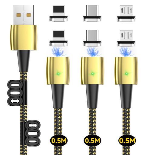 SUNTAIHO マグネット 充電ケーブル 3A急速充電USB充電 磁気ケーブルデータ転送にも対応したマグネット式US-Bマ-グネット充電コード US-B Type-C、MicroUS-B、USB Type-L