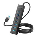 SAN ZANG MASTER USBハブ 3.0 7ポート100CMケーブル 5GBPS高速転送 USB3.0 ハブ コンパクトUSB HUB ノートPC対応 USBポート増設 軽量 5V/3A 電源供給TYPE-CポートUSB 拡張(2)