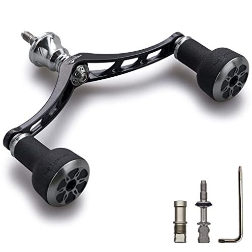 HEIGHTEN 98mm リール ハンドル シマノ(SHIMANO) ダイワ(DAIWA) 通用 スピニングリール 用 TPE Series (ブラック&ガンメタル) (HT9301)