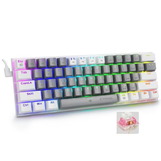 e元素ゲーミングキーボード61キーホットスワップ可能ブルー軸・ピンク軸を採用メカニカルキーボードテンキーレスUS英語配列RGB発光LEDバックライト60%小型コンパクト設計Windows/Macに対応… e元素ゲーミングキーボード61キーホットスワップ可能ブルー軸・ピンク軸を採用メカニカルキーボードテンキーレスUS英語配列RGB発光LEDバックライト60%小型コンパクト設計Windows/Macに対応…