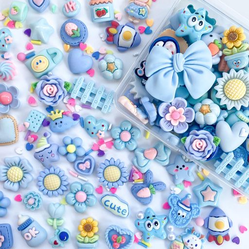 TANOKOXデコパーツミックスかわいいキャラクターリボン花お菓子福袋樹脂貼付けパーツ樹脂カボション可..