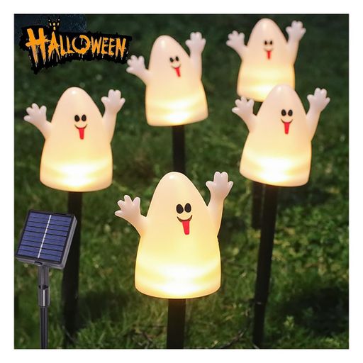 ガーデンライトハロウィーンソーラーライトハロウィン飾りライトハロウィンゴースト飾り5個セット太陽光発電自動点灯消灯防水室内屋外イベント雰囲気作りウォームホワイト(幽霊1)