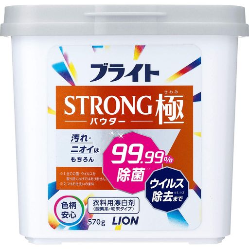 商品サイズ(幅x奥行x高さ):12.5cmx10.7cmx11.7cm 内容量:570g 原産国:日本 香り:清潔感のあるシトラスフルーティの香り 99.99%除菌(全ての菌・ウイルスを取り除くわけではありません)するので生乾き臭も驚くほどスッキリ つけおきでウイルス除去(全ての菌・ウイルスを取り除くわけではありません)まで 機能成分を濃縮した小スプーン1杯の使用量設計 色柄物に安心な酸素系漂白剤