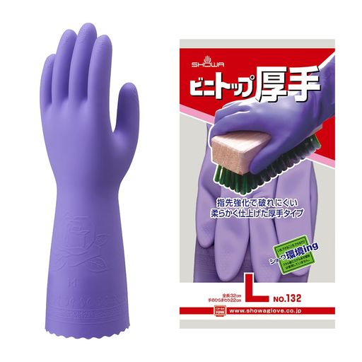 樹脂部分素材:塩化ビニール 繊維部分素材:レーヨン 綿 用途:農業 水産・漁業 清掃・サービス業 機械工業 自動車関連業 石油・化学工業 園芸・造園業 ●耐久性のある丈夫な厚手タイプです。 ●傷つきやすい指先は、2度漬け加工で強化しています。 ●独自のスベリ止め加工により、高いスベリ止め効果を発揮します。 ●ぬぎはめしやすくするため、手袋内面に繊維を植毛しています。 ●裏毛には抗菌防臭加工を施しているため、繊維上の細菌の増殖を抑制し、汗などによる臭いの発生を抑えます。 製品スペック:全長320mm 手のひらまわり220mm 中指長さ80mm