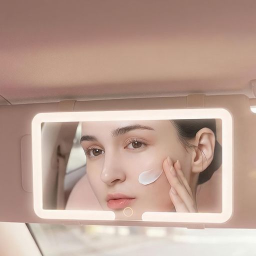 AUSTYLCO車用バニティミラーサンバイザーLEDバックミラーユニバーサル車用インテリアミラー3トーン照明スマートタッチ充電式取り付け簡単(ホワイト)