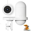 LERONRON水族館用自動給餌器APP付きのWIFIインテリジェントフィッシュフードディスペンサー2KHDカメラ付きの視覚的フィッシュフードバケーションフィーダー魚タンク水族館のタイマー自動…