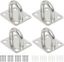 Jingelmall4個入り40*35mmM6パッドアイ天井フック壁フック長方形パッドアイオーニングフックヨットボート船舶固定建築木製ドア戸棚灯用ネジ付きフック304金具アイプレート耐腐食性