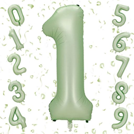 GOPATY数字バルーン 大きい 40インチ 約100cm ナンバーアルミ風船 誕生日飾り付け 記念日 バースデーパーティー お祝い 成人式 卒業 入学 (1, ピスタチオグリーン)