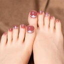足用ネイルチップフットネイルシールフットネイルチップスペディキュアフット足ネイルジェル夏結婚式成人式親指足用ネイル足ペディキュアマジックプレス(ピンクと花)