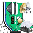 【LEDFOSITANプロな写真撮影用照明ソフトボックス写真照明95W電球x45500K4色の1.6Mx3M背景布(白、黒、緑、青)撮影セット2*50x70cm...