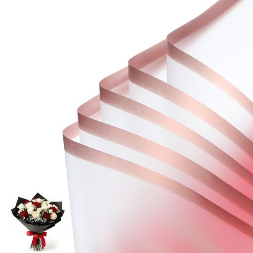 PATIKIL20枚の霧のかかった花包装紙防水金エッジの花束包装紙フローリスト用品パッケージングペーパーDIYクラフトウェディングバースデーギフトレッド